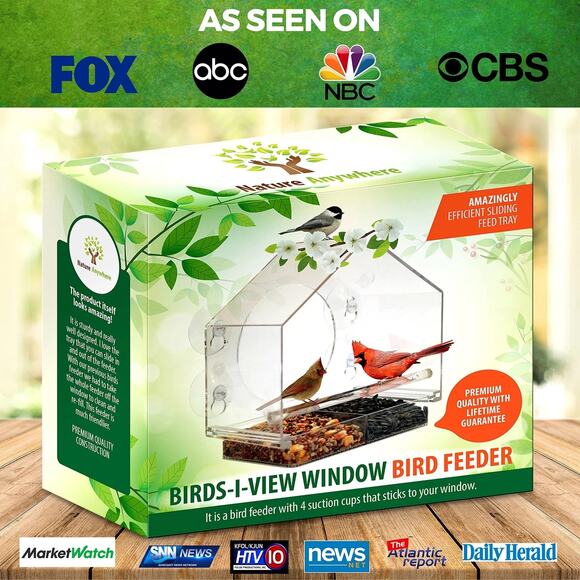 Nature Anywhere Birds-I-View Acrylic Window Bird Feeder for Outdoor New In Box - Picture 2 of 13